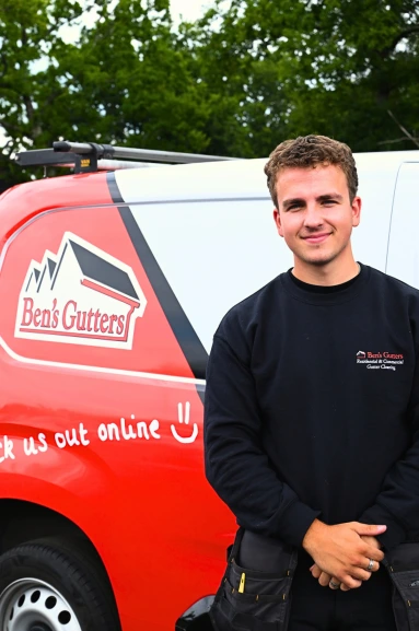 our gutter cleaner in Wilton standing by company vehicle
